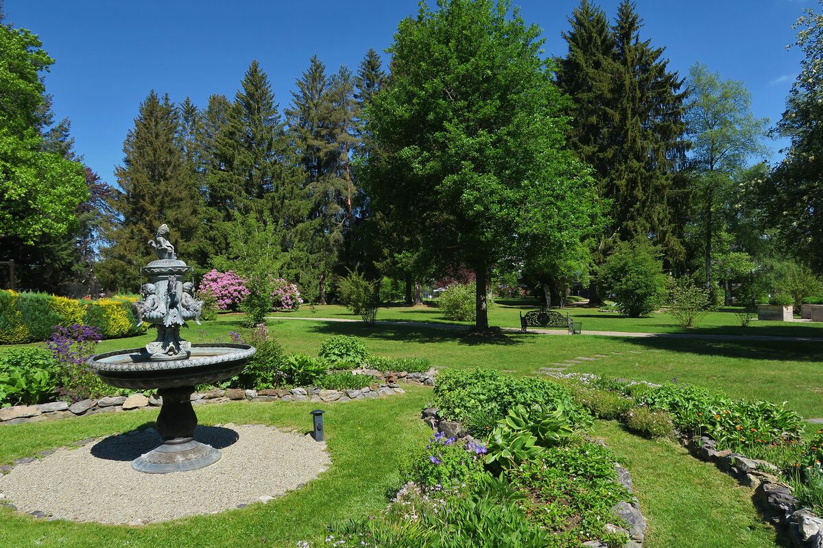 Private park with historic fountain
