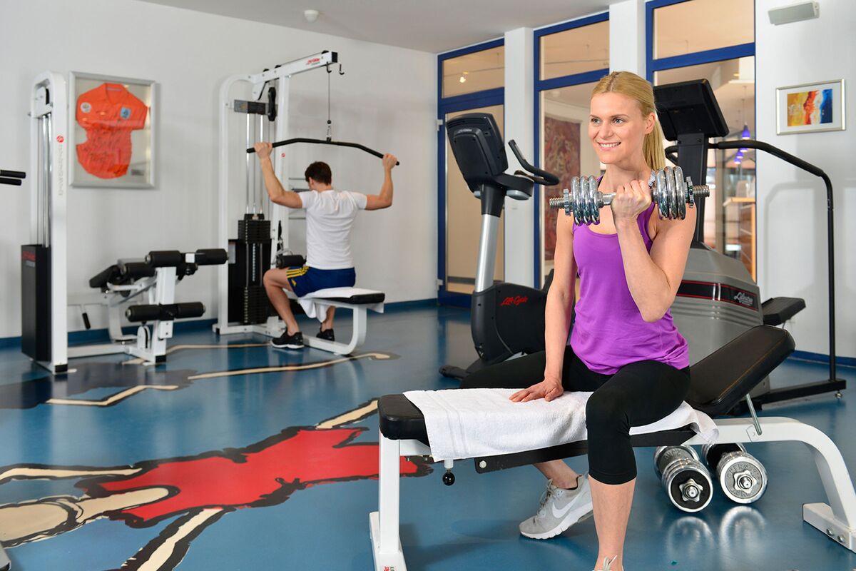 Training in the fitness room for our guests