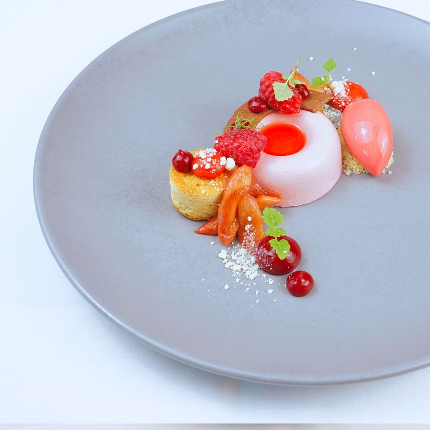Nachspeise: Himbeer-Rhabarber-Dessert